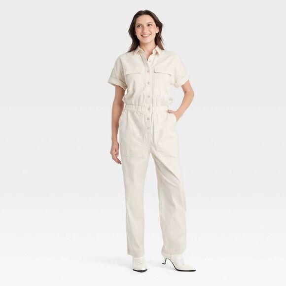 Universal Thread Pants - Universal Thread - Women's Short Sleeve Boilersuit - Universal Thread Cream